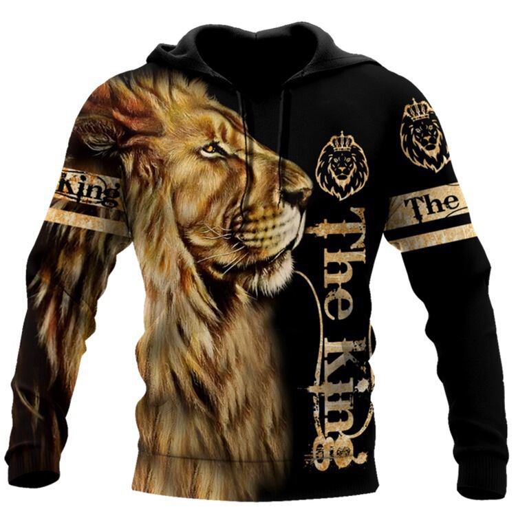 Spring and Autumn Fashion Hot Cross-border 3D Sweater Men's Cool Animal Print Street Fashion Classic Hoodie