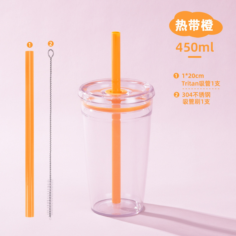 2025 新しいクロスボーダー 450 ミリリットル単層 Tritan ストローカップミルクティーカップコーヒーカップマルチカラーキャンディストローカップ|undefined