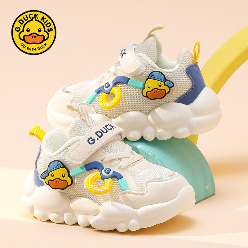 Pato amarillo zapatos para niñas primavera y otoño nuevos zapatos de deporte transpirables de malla para niños zapatos de malla para niños con suela suave