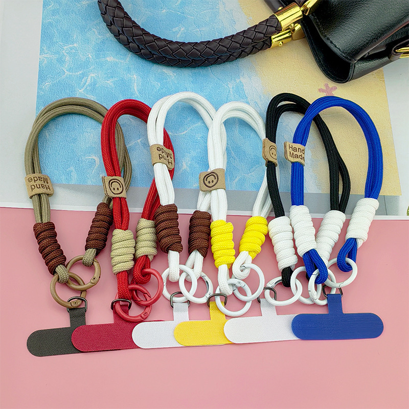 Trendy short solid color woven phone case lanyard, universal phone keychain, CCD woven camera lanyard wrist strap