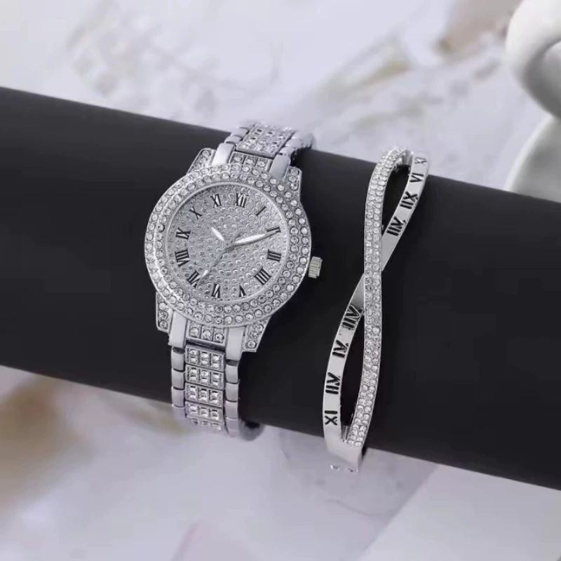 Casual Bracelet and Quartz Watch Set, Fashion Jewelry, Multiple Colors, 23.5 cm