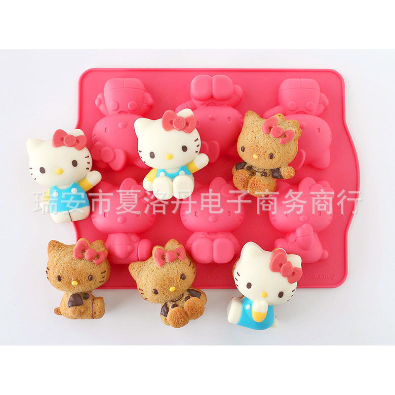 Pastel de silicona molde pudín perro KT gato grado alimenticio dibujos animados pastel bandeja para hornear cubo hielo chocolate alta resistencia a la temperatura