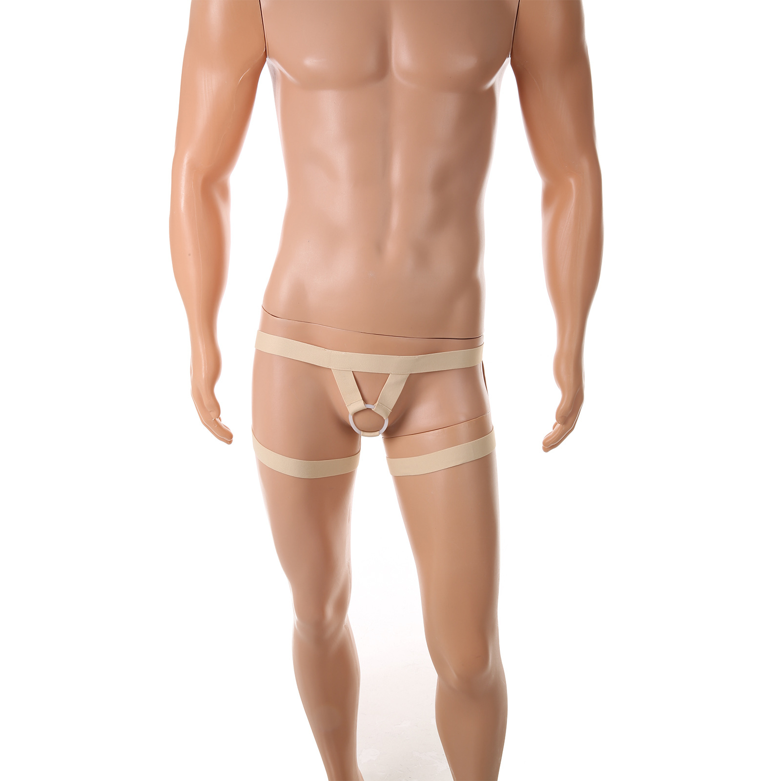 Clever-Menmode Men's Sexy Lifting Pants High Elastic Soft Silicone Ring Single Thong European and American Ring Intimates