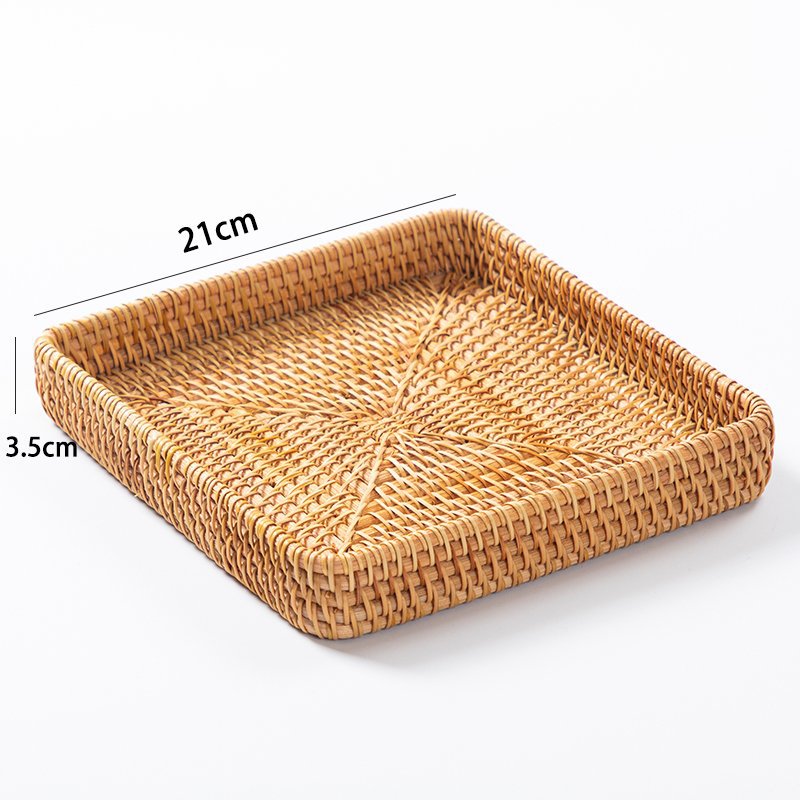 Selección estricta de viento pastoral cuadrado tela de caña bandeja de caña artesanal canasta de caña exhibición de supermercado de comercio exterior canasta de almacenamiento multifuncional