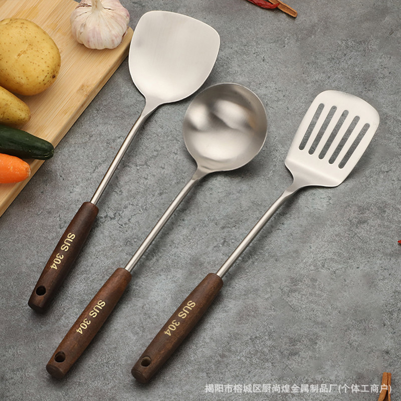 304 acero inoxidable frito pala de hierro cocina cocina cocina cocina hogar set especial para cocinero