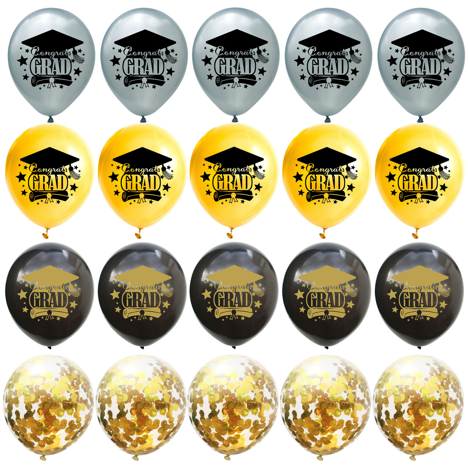Temporada de graduación de Oro Negro Felicitar Grad carta globo felicitaciones fiesta de posgrado globo de lentejuelas