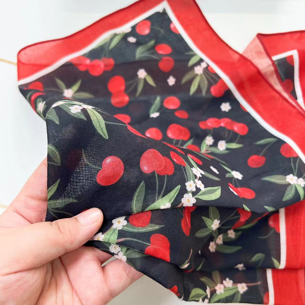 60g Weight Kerchief Classification Daily Occasion cotton and linen Material Flower Pattern Summer Season Women's Gender IG Style Style Women's IG Style Flower Cotton And Linen Kerchief 116