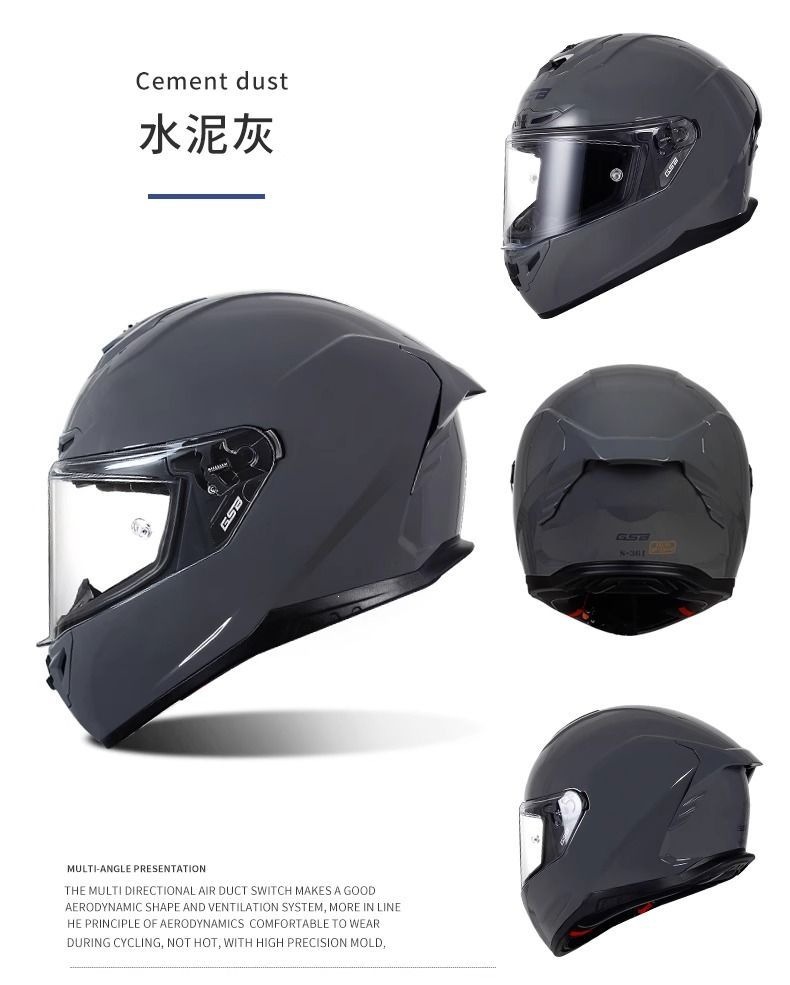 Gsb 361 Electric Vehicle Helmet Men's Full-Coverage Motorcycle Personalized Racing Helmet All-Season Universal Cool Matte Black