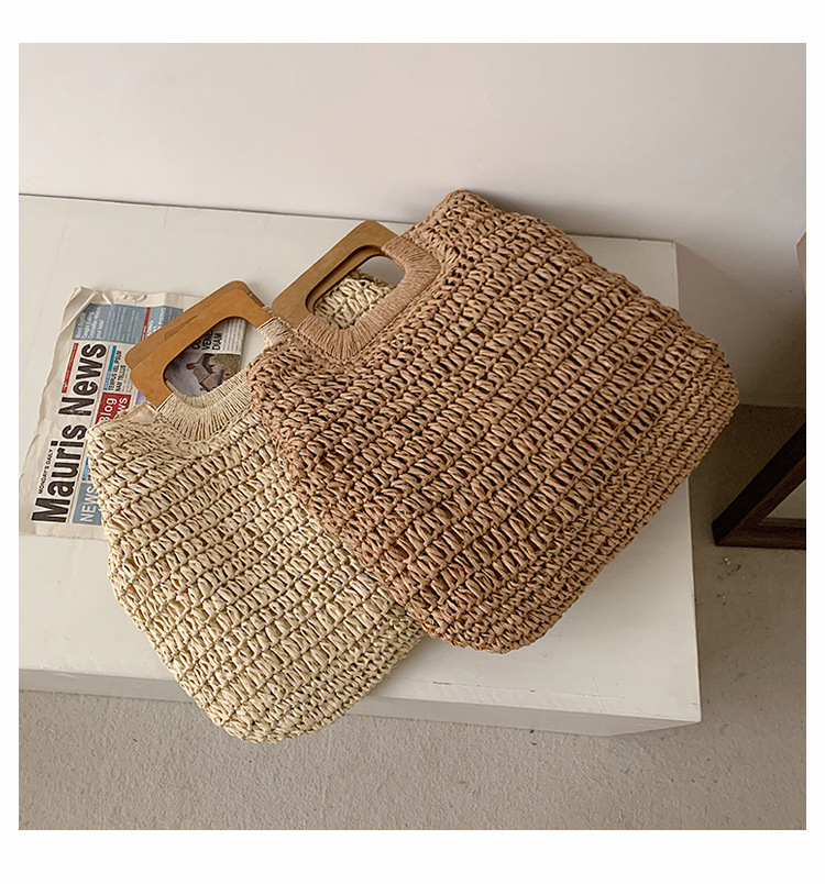 567g Weight Zipper Closure Type Top Handle Strap Type Straw Bag Bags Type Holiday Occasion Straw Material Solid Color Pattern All Seasons Season Women's Gender Vacation Style Oval Shape Khaki, Beige Color Large Size Large Straw Straw Bag Shoulder Bags 17