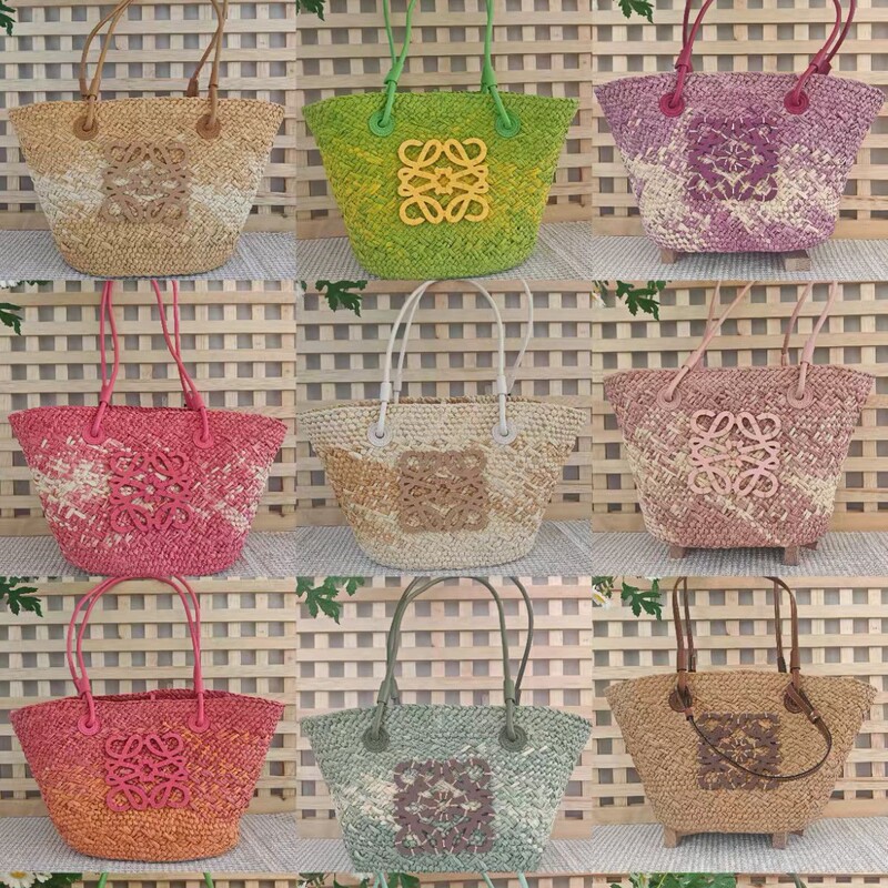 Dropshipping Wholesale New Gradient Solid Color Straw Bag Large Capacity Casual Beach Bag Woven Crossbody Bag Grocery Shopping Bag