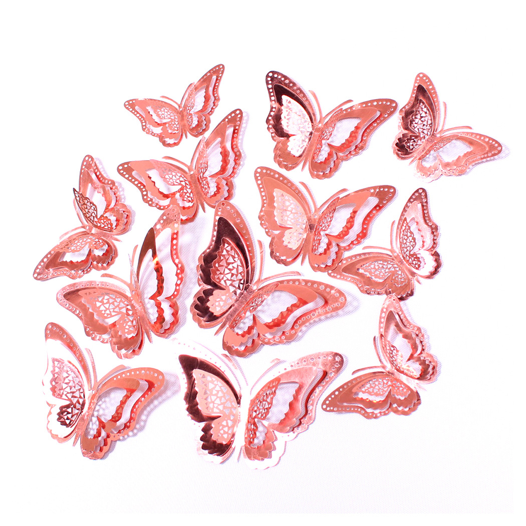 Fábrica al por mayor 12 pegatinas de pared de mariposas huecas hogar festivo decoración navideña decoración mariposa tridimensional 3D