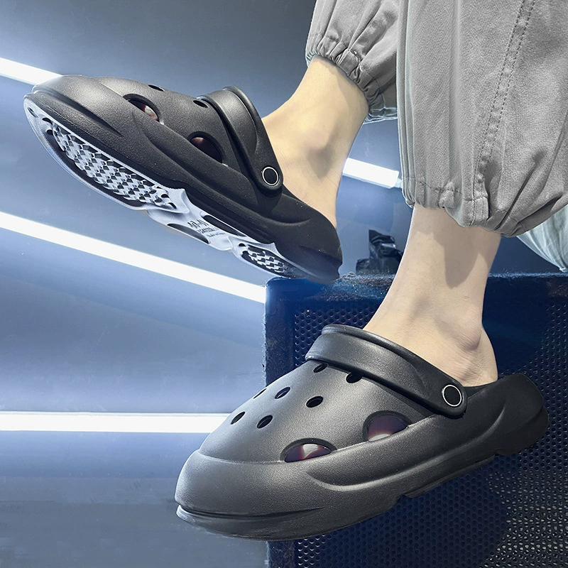 Мужские летние пляжные шлепанцы Crocs 2024 года, повседневная модная закрытая обувь, дышащие сандалии из ЭВА, оптом.