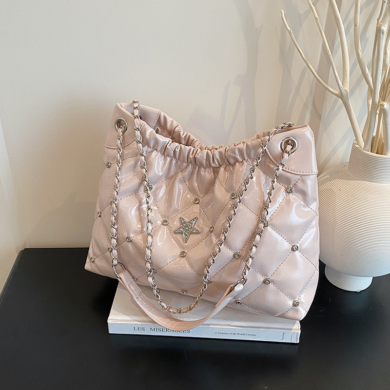 Bolso de hombro Tote de diamantes brillantes de moda para mujer 2025 nuevo bolso de axila de cadena de diamantes de gran capacidad bolso de mensajero casual