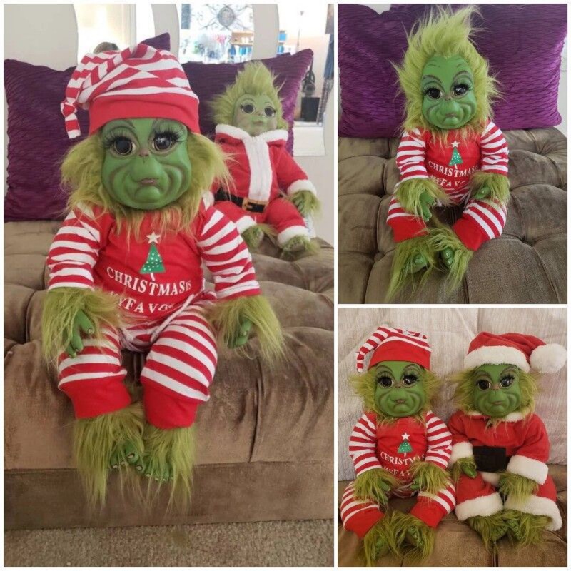 Cross-border New Creative Grinch Plush Elf Doll Christmas Grinch Doll Christmas Gift Green Hair Monster Cross-border New Creative Grinch Plush Elf Doll Christmas Grinch Doll Christmas Gift Green Hair Monster