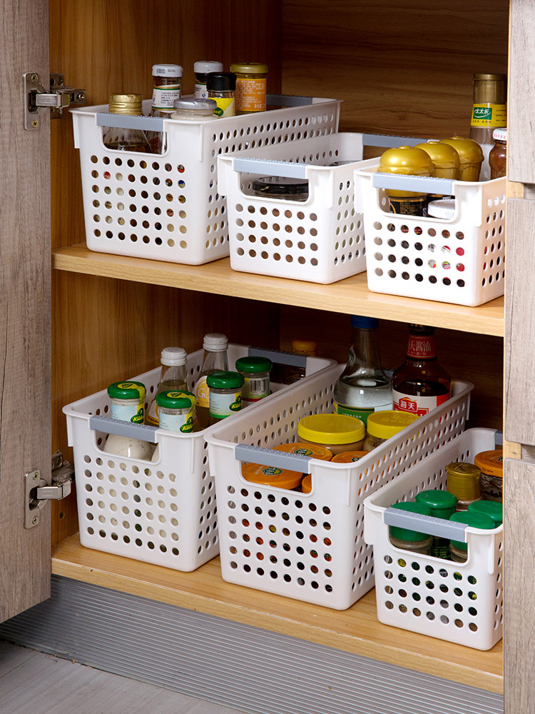 Japanese plastic hollow storage basket kitchen storage box snack storage basket bathroom desktop cosmetics storage basket