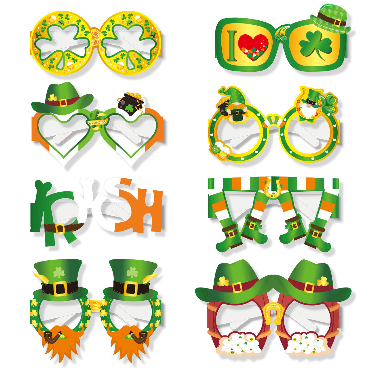 New Irish Festival party photo props paper glasses St. Patrick festival glasses decoration supplies