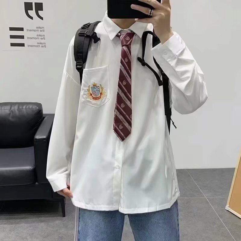 Men's Shirts with a Sense of Design, Salt-Style Hong Kong Style, Japanese Style Shirts, Dark Uniforms, Men's Abstinence Style, High-End Style