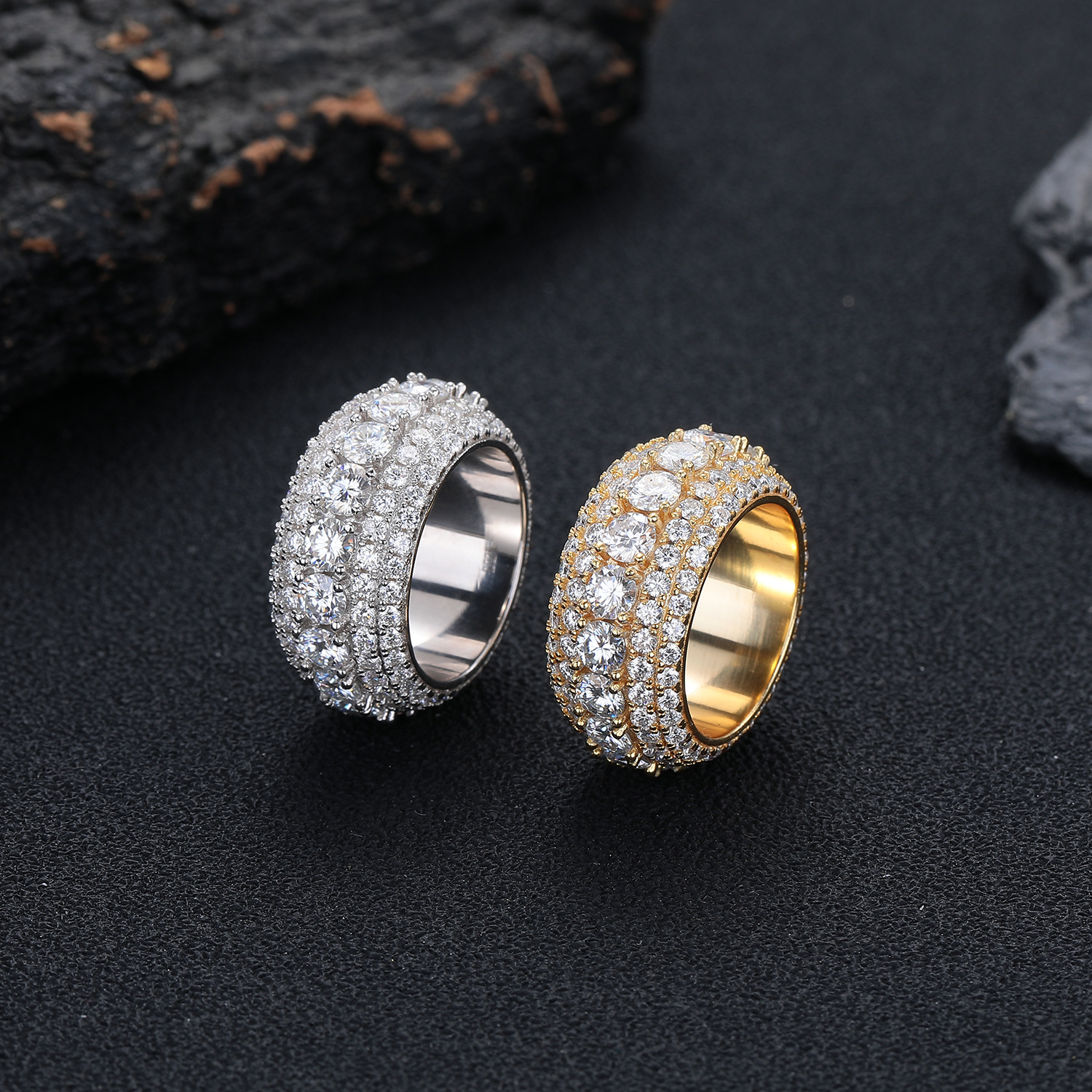 copper trend fashionable ring with zircon hip-hop style