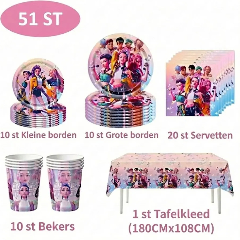 Inventario de caza de demonios rosa grupo de mujeres cubiertos set de cumpleaños tazas de papel bandejas de papel toallas de mesa artículos decorativos