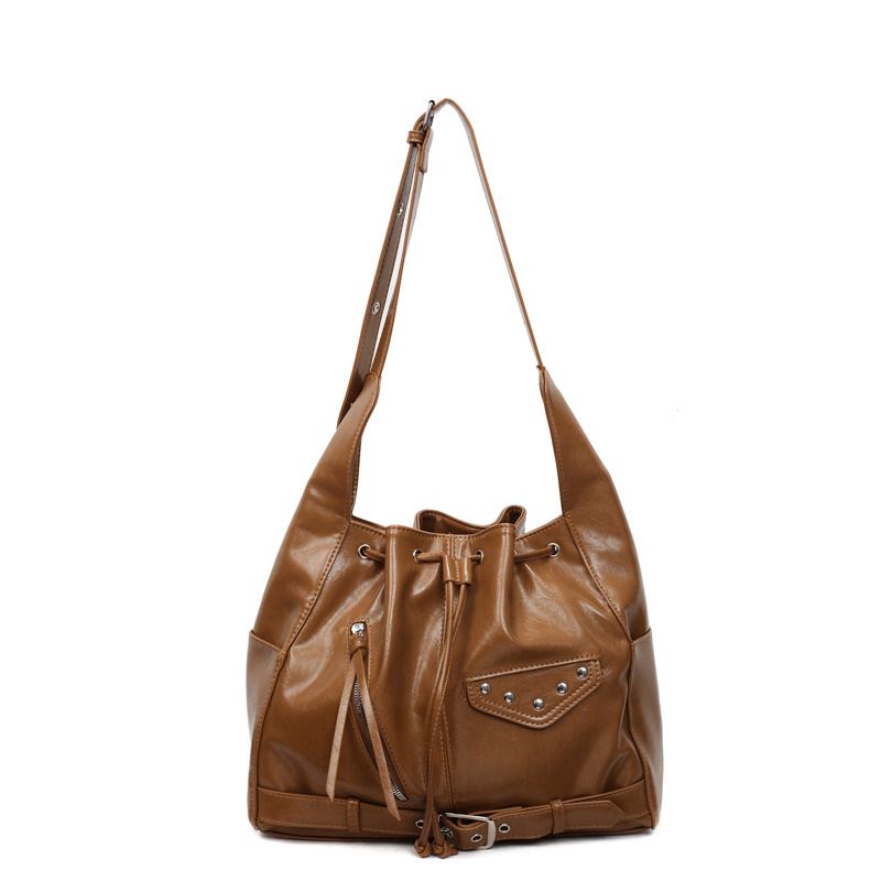 Bolso transfronterizo para mujeres otoño y invierno 2025, nuevo bolso de cubo de cuerda para mujeres, bolso de hombro de bolsillo para salir a la trayectoria.