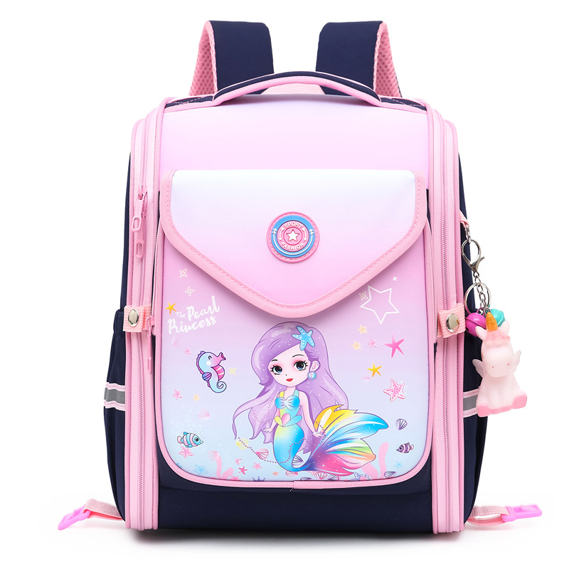 Mochila escolar con ruedas para estudiantes de primaria, mochila infantil con ruedas que reduce el peso y protege la columna vertebral, mochila escolar de sirena para niñas de primer grado