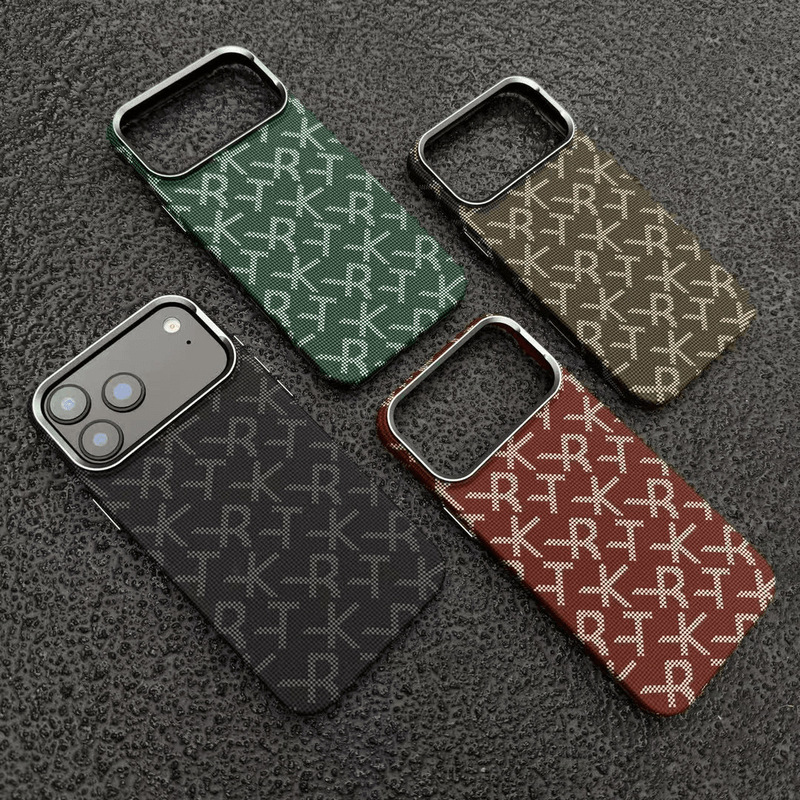 Suitable for Iphone17Promax Magnetic Phone Case Rk Fiber Texture Apple 16 Metal Frame Pc Protective Case