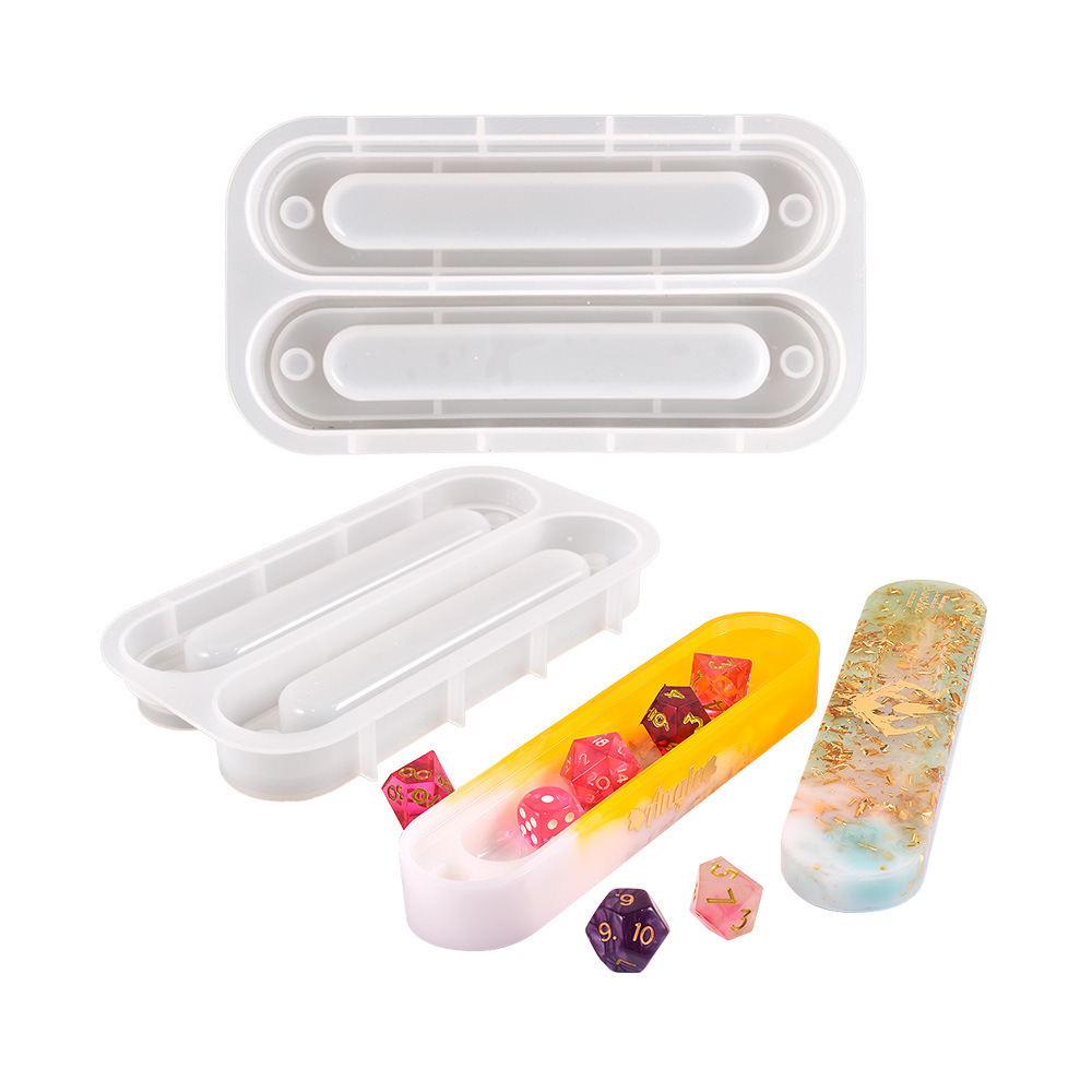 DIY poliédrico dados siete piezas conjunto juego de tablero de cristal epoxi dados hexagonales caja de almacenamiento de la joyería molde de silicona