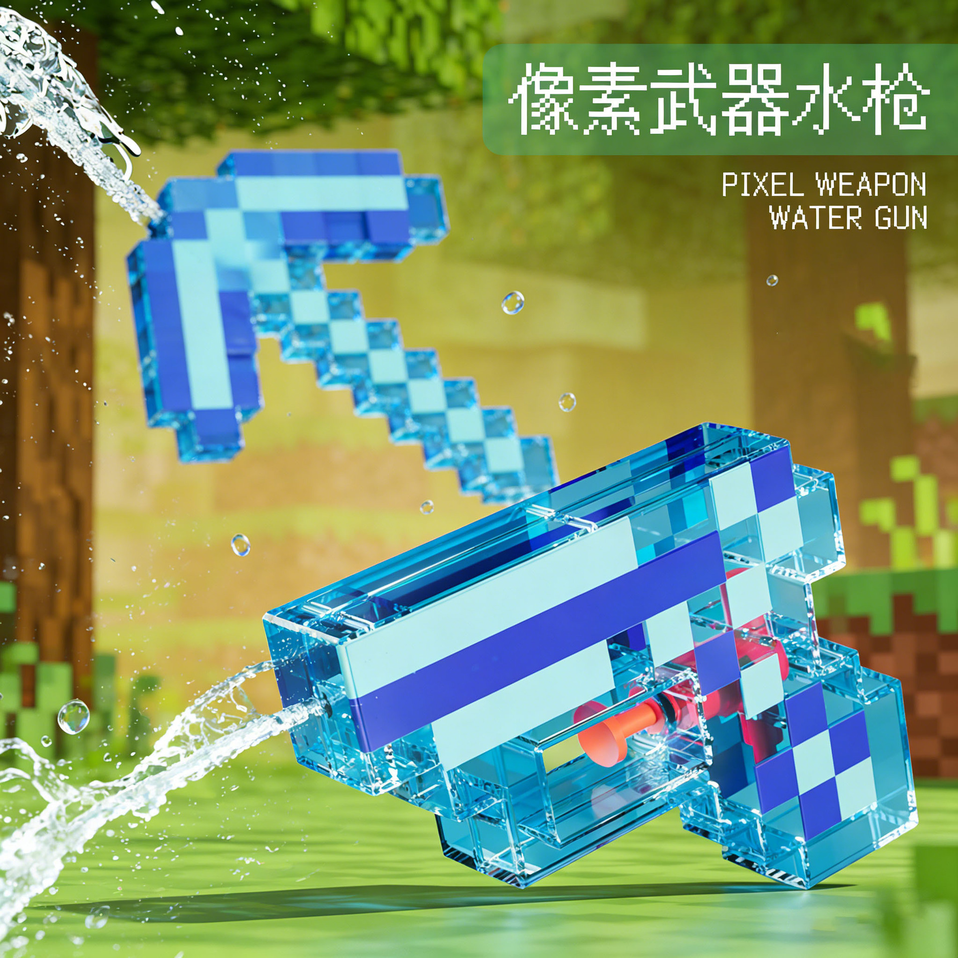 Mi mundo de píxeles mini dibujos animados pistolas de agua presionando pistolas de agua para niños y niñas pistolas de agua juguetes de agua para niños
