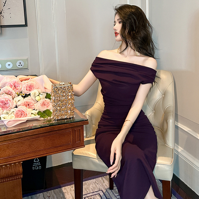 Evening Gown with a High-End Feel, 2026 Summer New Style, Pure Desire Style, Off-Shoulder, Slim-Fit Dress 30173