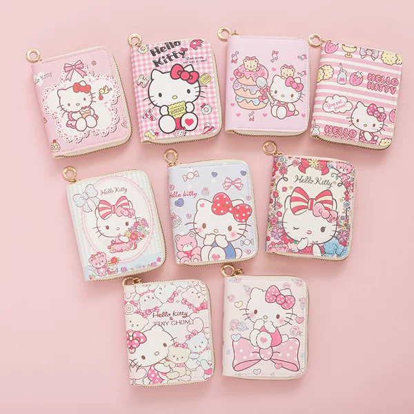 New Short Wallet, Cute Hellokitty Mini Zipper Women's Fashionable Waterproof Kitten Coin Purse