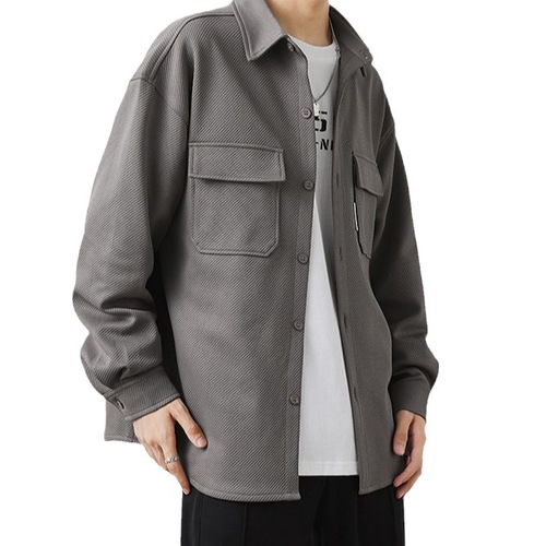 Workwear shirt for men, thin long-sleeved spring and autumn streetwear, high-end casual shirt, loose and stylish summer outerwear