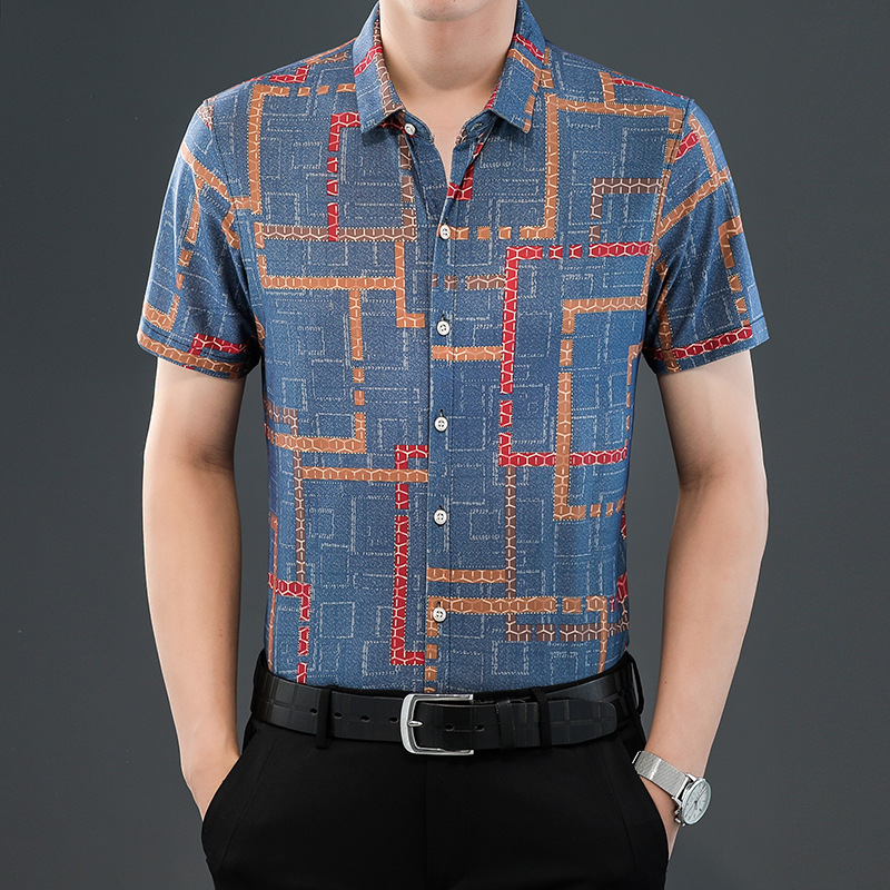 Men's silk casual summer shirt