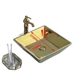 欧式洗手盆陶瓷家用台盆金色洗漱池洗脸盆台上盆阳台卫生间洗面盆