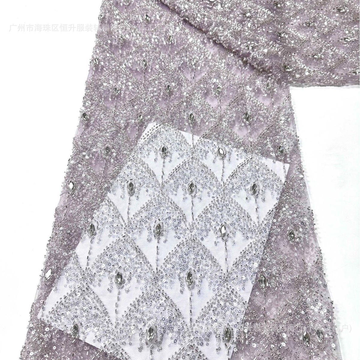 Nuevo bordado transfronterizo de bordado de tubo de perlas hechas a mano contraposición encaje pesado bordado de perlas vestido de boda image 1
