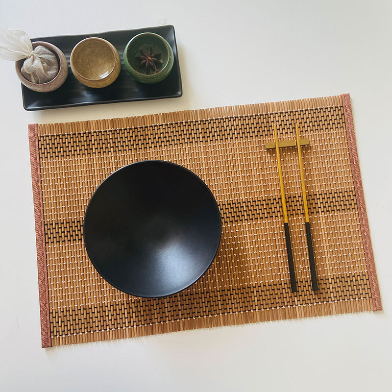 Estera de té china transfronteriza tejida de cordón de bambú cojín de mesa de té antideslizante aislante térmico cojín de té Zen