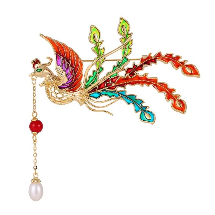 Spilla elegante a forma di fenice con nappe, nuova, di tendenza nazionale, per donna, accessorio di alta qualità in stile antico Hanfu Cheongsam_voghion.com