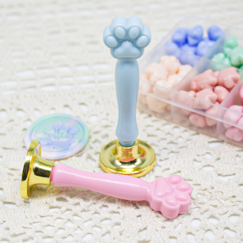 Fire paint seal handle new cute cat claw small fresh seal wax seal handle macaron handle fire paint accessories