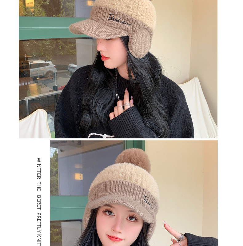 New Autumn Winter Versatile Korean Style Warm Ear Protection Knitted Wool Hat With Thickened Fleece Lining_voghion.com