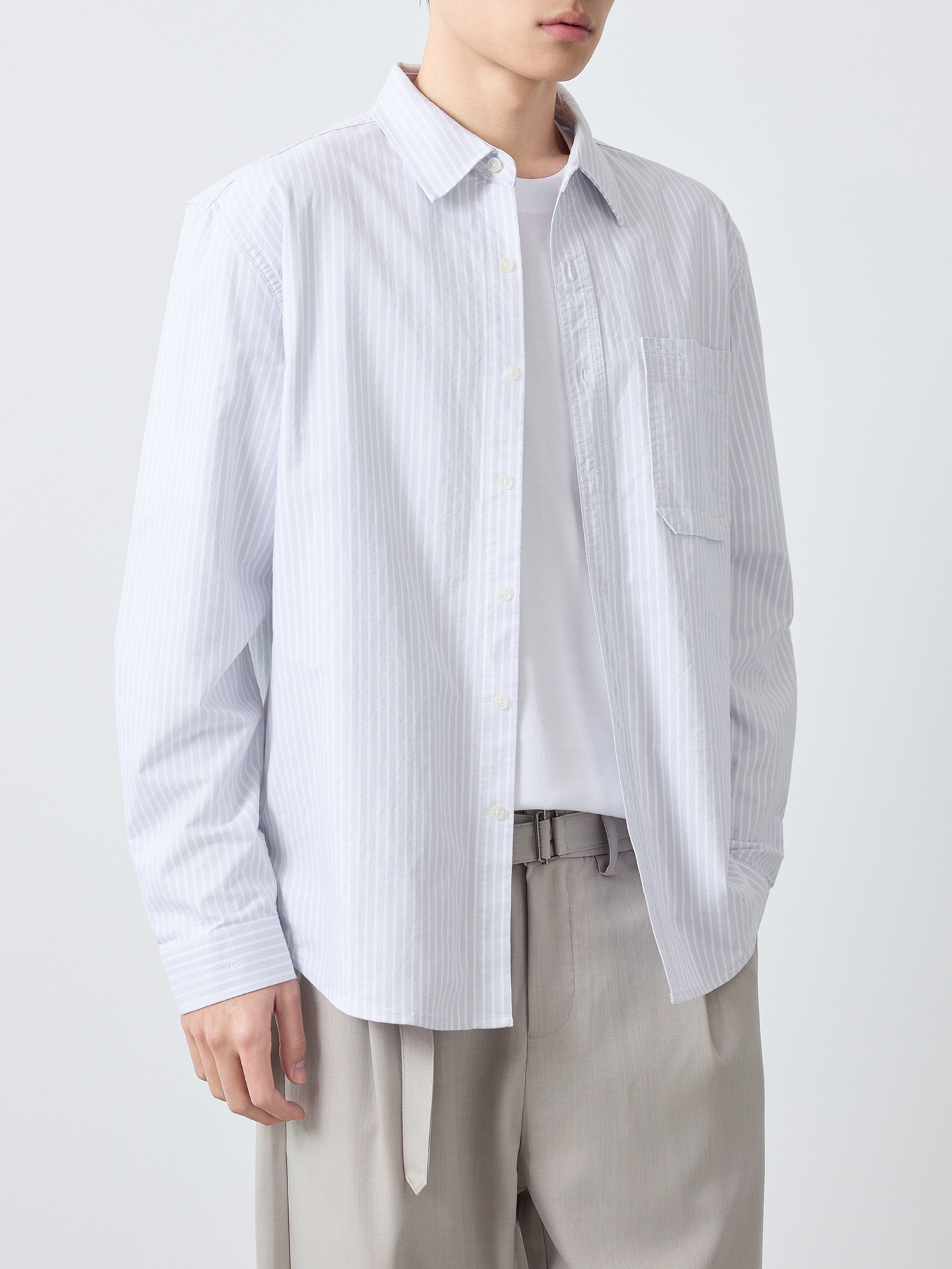Áo sơ mi nam dài tay sọc Oxford cotton cao cấp phong cách công sở — Xanh ngọc lam tốicolor