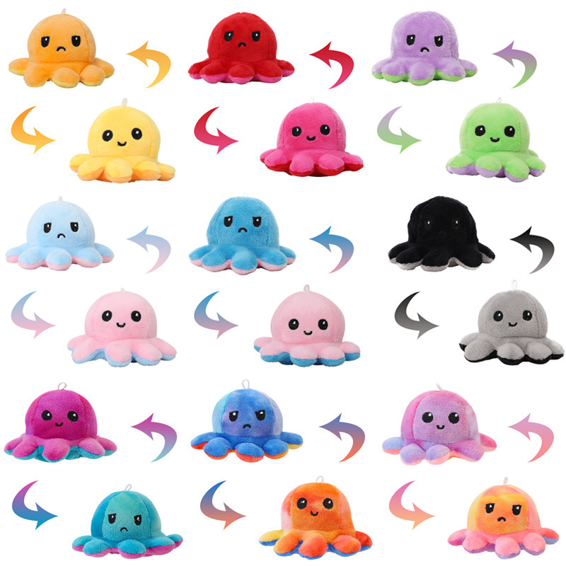 Cross-Border Flipping Octopus Plush Pendant Doll Keychain Doll Wholesale Double-Sided Pendant Accessories Trendy Toys