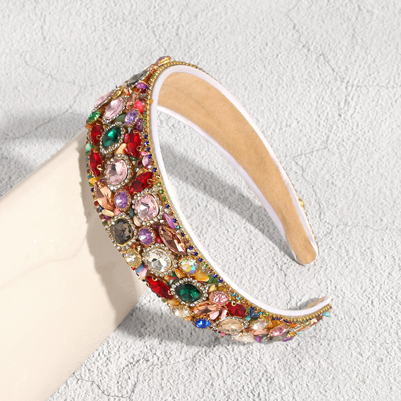 Women'S Gender Retro Geometric Cloth Inlay Rhinestones Hair Band