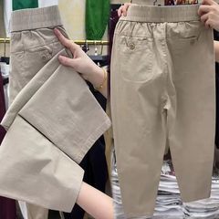夏季薄款九分裤百搭遮胯哈伦裤女宽松简约小个子白色休闲裤女批发