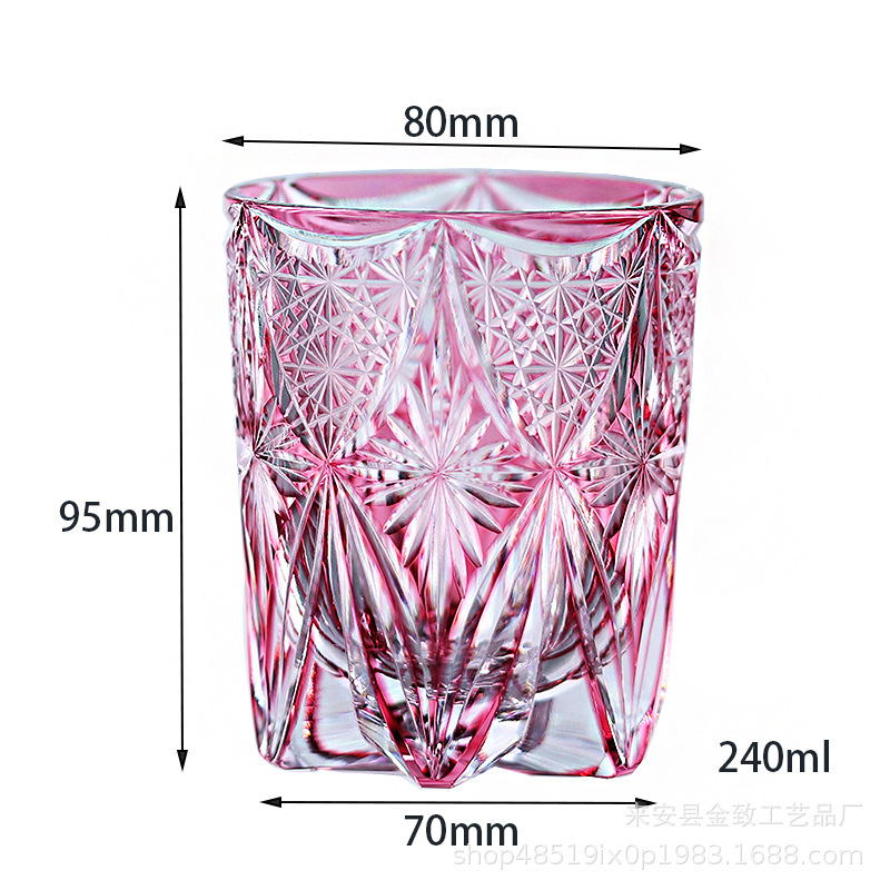 Taza de cristal Edo Chezi Taza de vino de whisky tallada a mano Taza de vino de gama alta Taza de vidrio de cerveza Taza de agua Caja de regalo