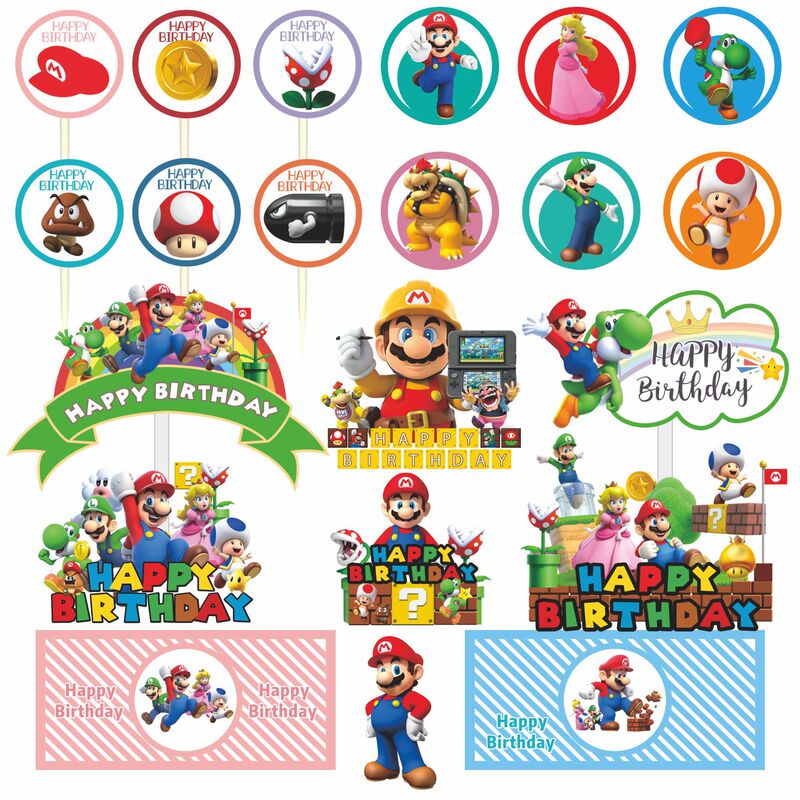 Super Mario Cake Decoration Theme Birthday Party Dessert Toppers Pudding Push Pop Stickers Super Mario Cake Decoration Theme Birthday Party Dessert Toppers Pudding Push Pop Stickers