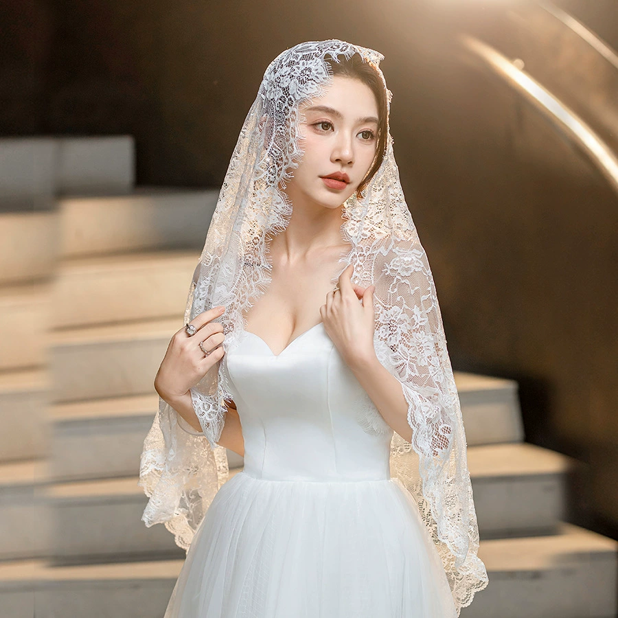 (Cross-border trading), long lace scarf, white cloak, mid-length