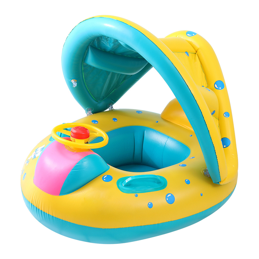 Xia Le bebé anillo de natación a prueba de sol con volante asiento de bebé barco cuerno barco hogar niños natación anillo piscina juguete