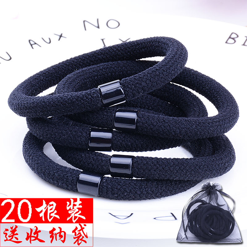 Lazo del pelo banda de pelo cuerda de pelo negro básico cuerda de pelo de alta elasticidad durable no lastimar lazo de pelo apretado alta cola de caballo