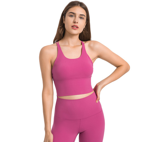 A drop-shipping solid color back-beautiful sports bra yoga wear for women new backless fitness bra camisole sports vest