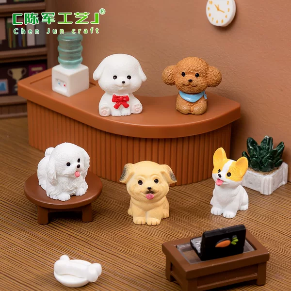 Creative cute miniature realistic puppy figurine blind box decoration accessory for car and desktop mini ornament