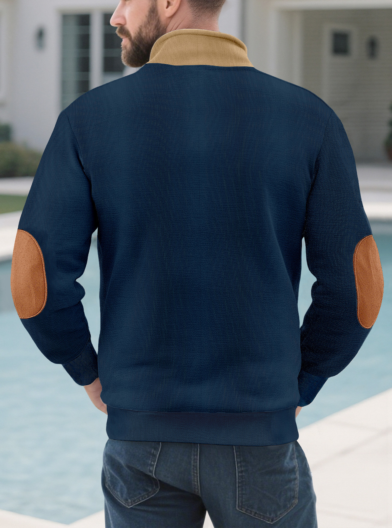 Retro Half Zip Sweatshirt For Men With Patchwork Embroidery_voghion.com